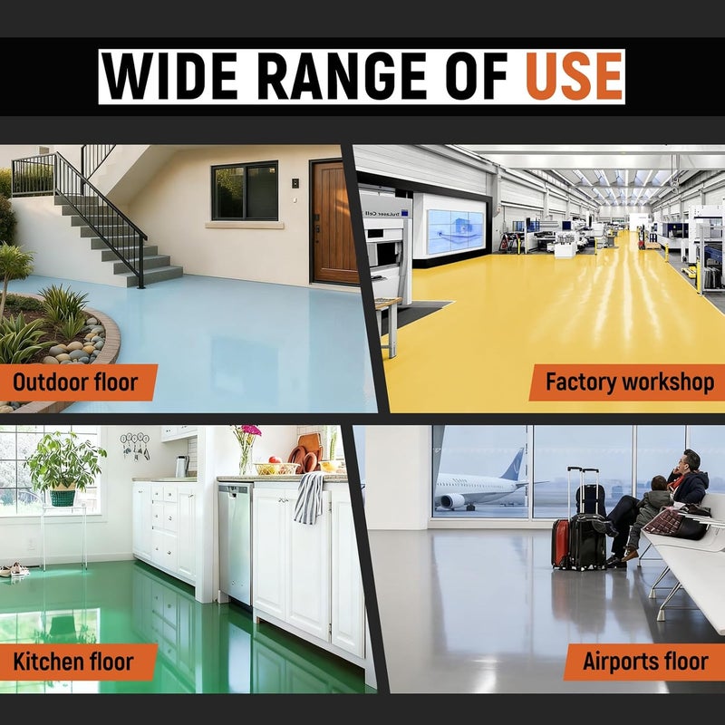 YOA Professional Epoxy Floor Coating (1-Gallon), Smoke Gray Acrylic Concrete Paint, Suitable for Indoor, Garage, Basement, Etc. Single Component Formula, Scratch Resistant, Low VOC, Ready to Use - Image 5